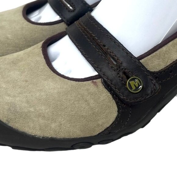 Merrell Womens Plaza Bandeau Mary Jane Shoes Suede‎ Leather Dark Taupe Size 8.5 - Picture 10 of 10